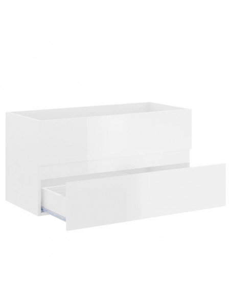Mobile con Lavabo Integrato Bianco Lucido in Legno Multistrato