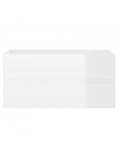 Mobile con Lavabo Integrato Bianco Lucido in Legno Multistrato