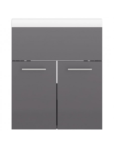Mobile Bagno con Lavabo Integrato Grigio Lucido in Truciolato