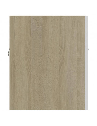 Mobile da Bagno con Lavabo Bianco e Rovere Sonoma in Truciolato