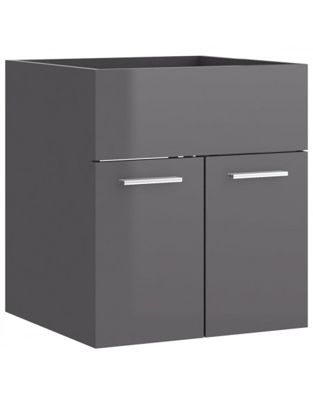 Mobile con Lavabo Integrato Grigio Lucido in Legno Multistrato