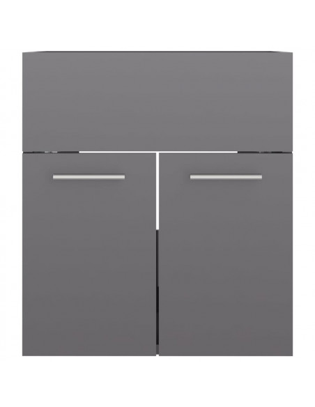Mobile con Lavabo Integrato Grigio Lucido in Legno Multistrato