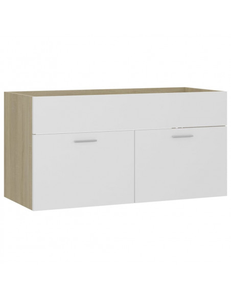 Mobile Lavabo Integrato Bianco Rovere Sonoma Legno Multistrato