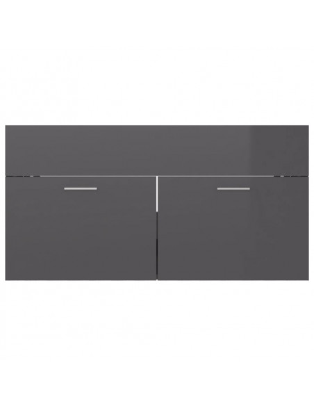 Mobile con Lavabo Integrato Grigio Lucido in Legno Multistrato