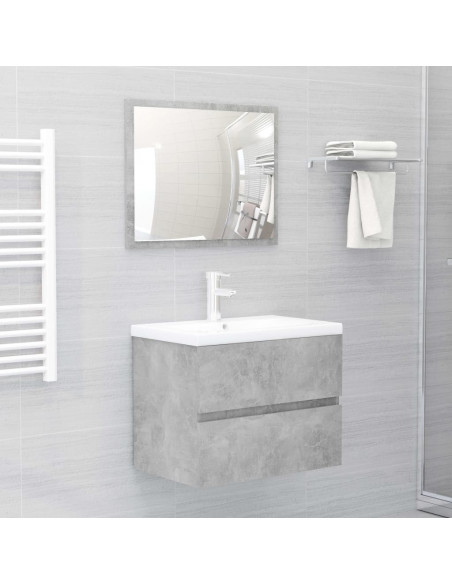 Mobile con Lavabo Integrato Grigio Cemento in Legno Multistrato