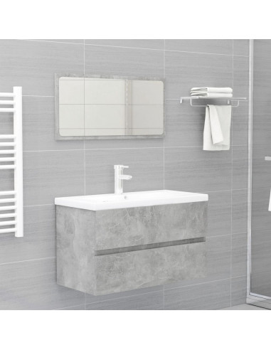 Mobile con Lavabo Integrato Grigio Cemento in Legno Multistrato