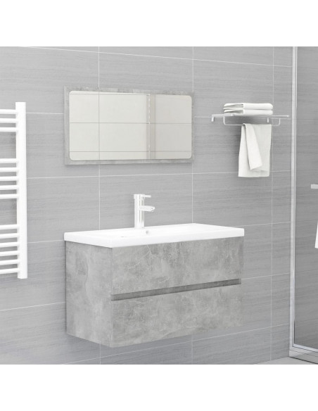 Mobile con Lavabo Integrato Grigio Cemento in Legno Multistrato