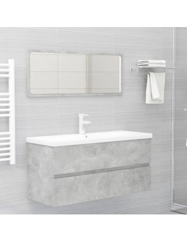 Mobile con Lavabo Integrato Grigio Cemento in Legno Multistrato