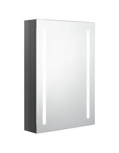 Armadietto Bagno con Specchio e LED Grigio Lucido 50x13x70 cm