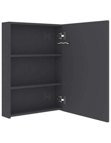 Armadietto Bagno con Specchio e LED Grigio Lucido 50x13x70 cm