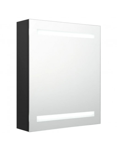 Armadietto a Specchio con LED Nero 50x14x60 cm in MDF