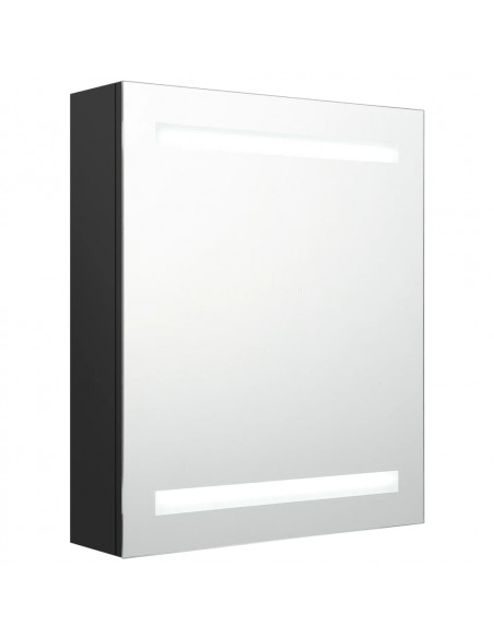 Armadietto a Specchio con LED Nero 50x14x60 cm in MDF