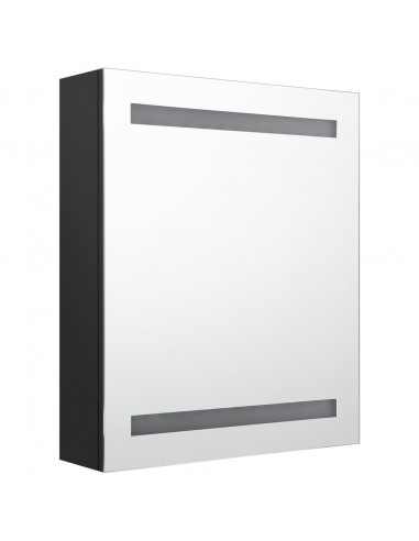 Armadietto a Specchio con LED Nero 50x14x60 cm in MDF