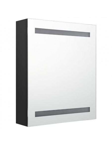 Armadietto a Specchio con LED Nero 50x14x60 cm in MDF