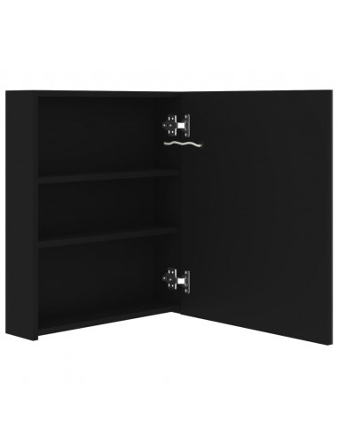 Armadietto a Specchio con LED Nero 50x14x60 cm in MDF