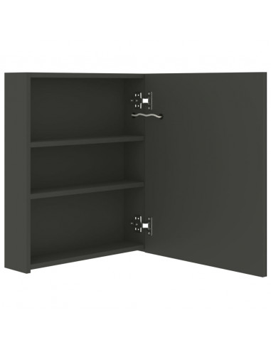 Armadietto Bagno con Specchio e LED Antracite 50x14x60 cm