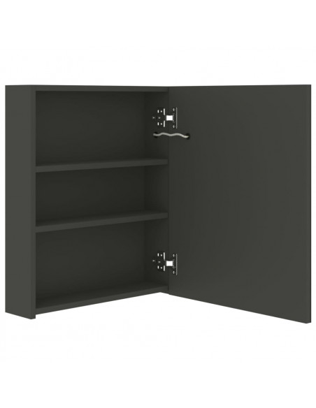 Armadietto Bagno con Specchio e LED Antracite 50x14x60 cm