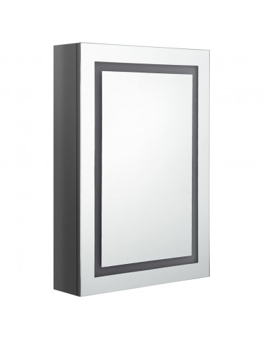 Armadietto Bagno con Specchio e LED Grigio Lucido 50x13x70 cm
