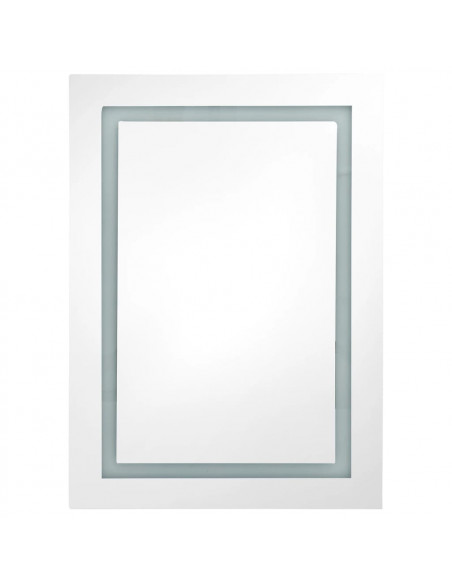 Armadietto Bagno con Specchio e LED Grigio Lucido 50x13x70 cm