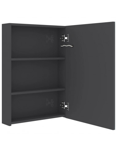 Armadietto Bagno con Specchio e LED Grigio Lucido 50x13x70 cm