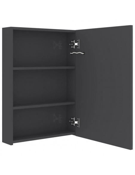 Armadietto Bagno con Specchio e LED Grigio Lucido 50x13x70 cm