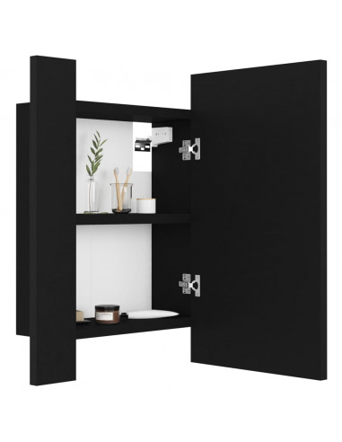 Armadietto a Specchio con Luci LED Nero 40x12x45 cm in Acrilico