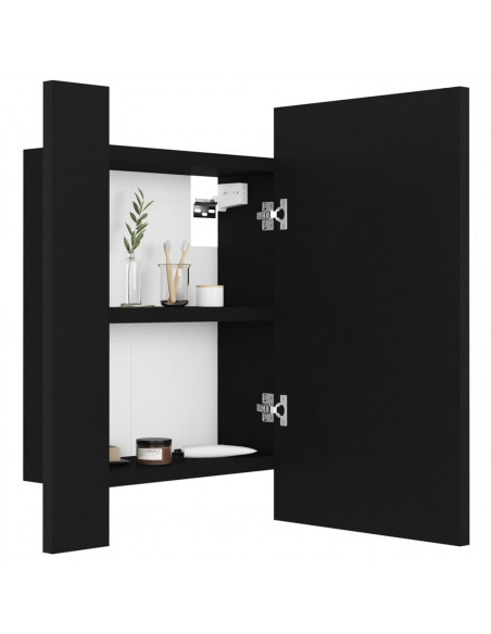 Armadietto a Specchio con Luci LED Nero 40x12x45 cm in Acrilico