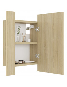 Armadietto a Specchio con Luci LED Rovere Sonoma in Acrilico 2