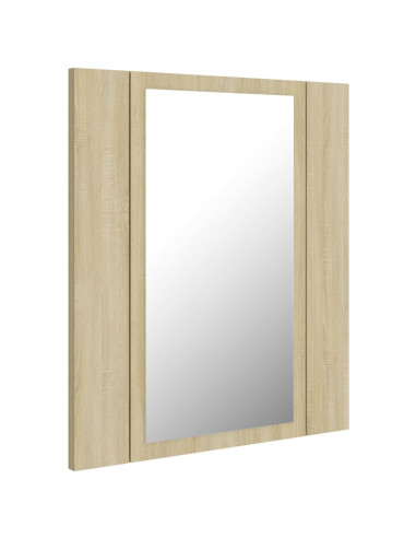 Armadietto a Specchio con Luci LED Rovere Sonoma in Acrilico