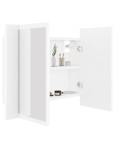 Armadietto a Specchio con Luci LED Bianco 60x12x45 in Acrilico