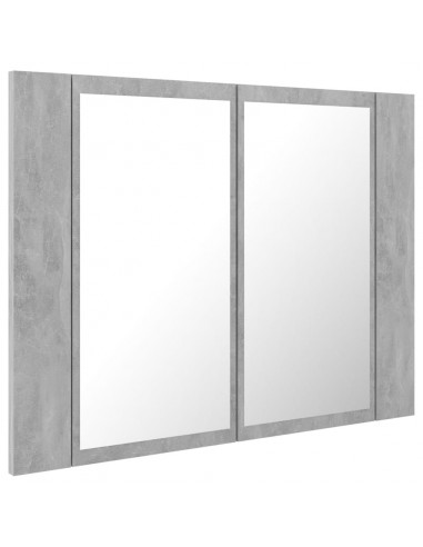 Armadietto a Specchio con Luci LED Grigio Cemento in Acrilico