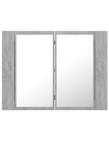 Armadietto a Specchio con Luci LED Grigio Cemento in Acrilico