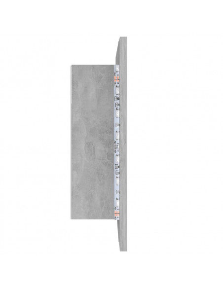 Armadietto a Specchio con Luci LED Grigio Cemento in Acrilico