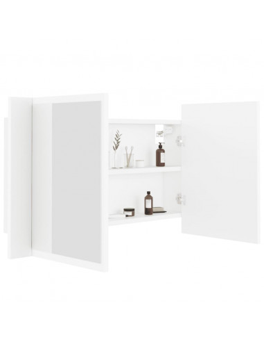 Armadietto a Specchio con Luci LED Bianco 80x12x45 in Acrilico