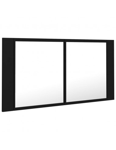 Armadietto a Specchio con Luci LED Nero 90x12x45 cm in Acrilico