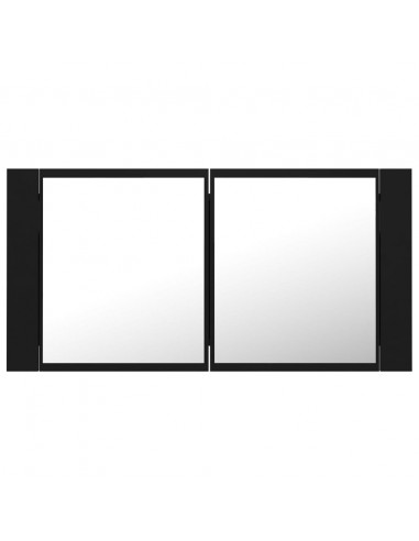 Armadietto a Specchio con Luci LED Nero 90x12x45 cm in Acrilico