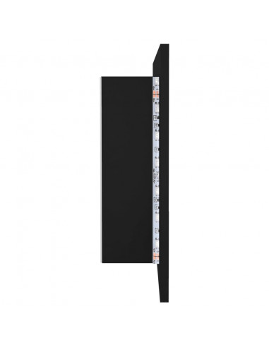 Armadietto a Specchio con Luci LED Nero 90x12x45 cm in Acrilico