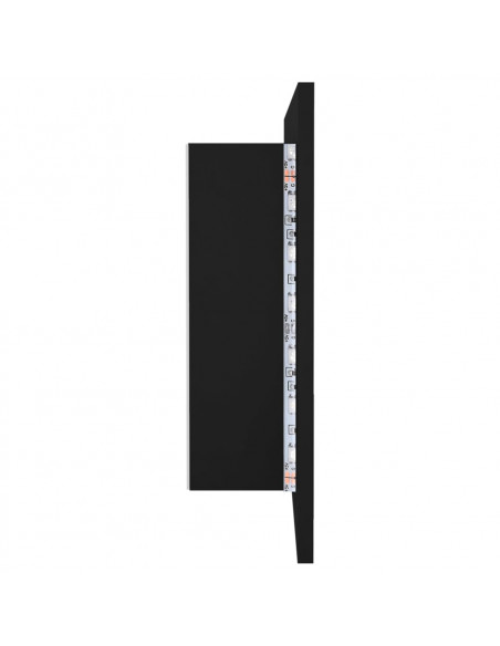 Armadietto a Specchio con Luci LED Nero 90x12x45 cm in Acrilico