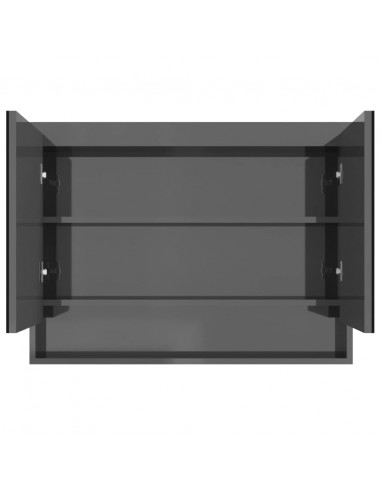 Armadietto Bagno con Specchio 80x15x60 cm in MDF Grigio Lucido