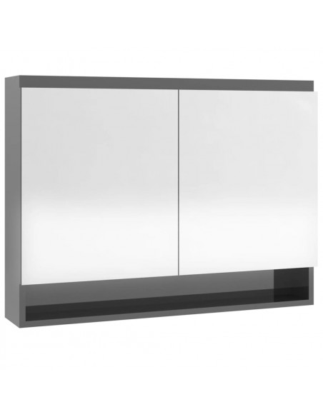 Armadietto Bagno con Specchio 80x15x60 cm in MDF Grigio Lucido