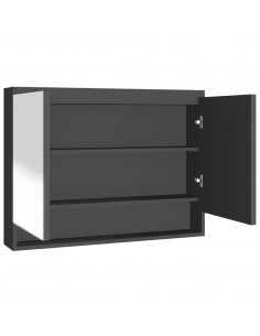 Armadietto Bagno con Specchio 80x15x60 cm in MDF Antracite 2