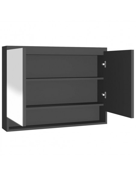 Armadietto Bagno con Specchio 80x15x60 cm in MDF Antracite