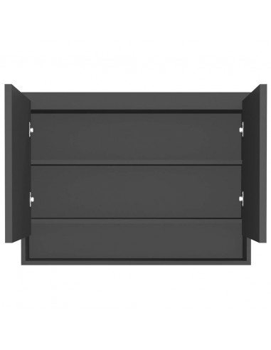 Armadietto Bagno con Specchio 80x15x60 cm in MDF Antracite