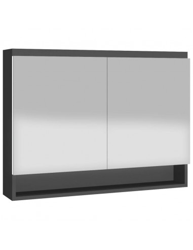 Armadietto Bagno con Specchio 80x15x60 cm in MDF Antracite