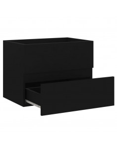 Mobile con Lavabo Integrato Nero in Legno Multistrato 2