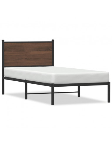 Giroletto con Testiera in Metallo Rovere Marrone 90x200 cm