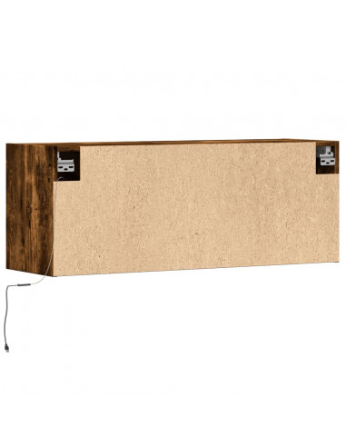Mobile TV a Parete con Luci LED Rovere Fumo 100x31x35 cm