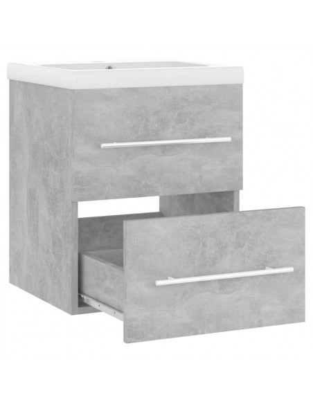 Mobile Bagno con Lavabo Integrato Grigio Cemento in Truciolato