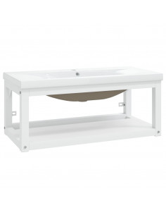 Telaio per Lavabo da Bagno con Lavabo Integrato Bianco in Ferro 2