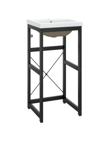 Telaio per Lavabo da Bagno con Lavabo Integrato Nero in Ferro